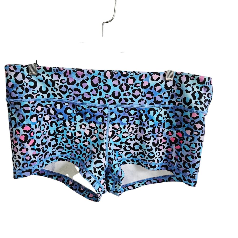 Wodbottom Size XXL CrossFit Shortie Shorts Blue Animal Print Leopard Cheetah Gym